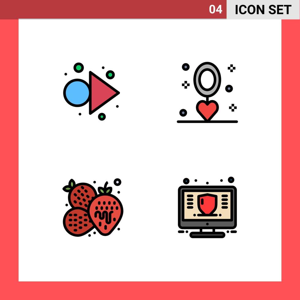 reeks van 4 modern ui pictogrammen symbolen tekens voor pijl voedsel viering ketting zomer bewerkbare vector ontwerp elementen
