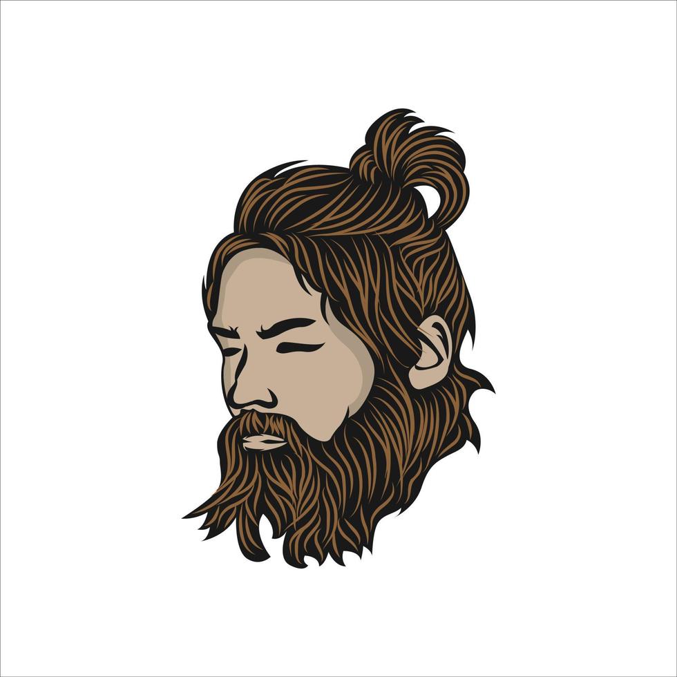 hipster Mens logo ontwerp. geweldig hipster Mens logo. een Mens met cirkel baard logo. vector