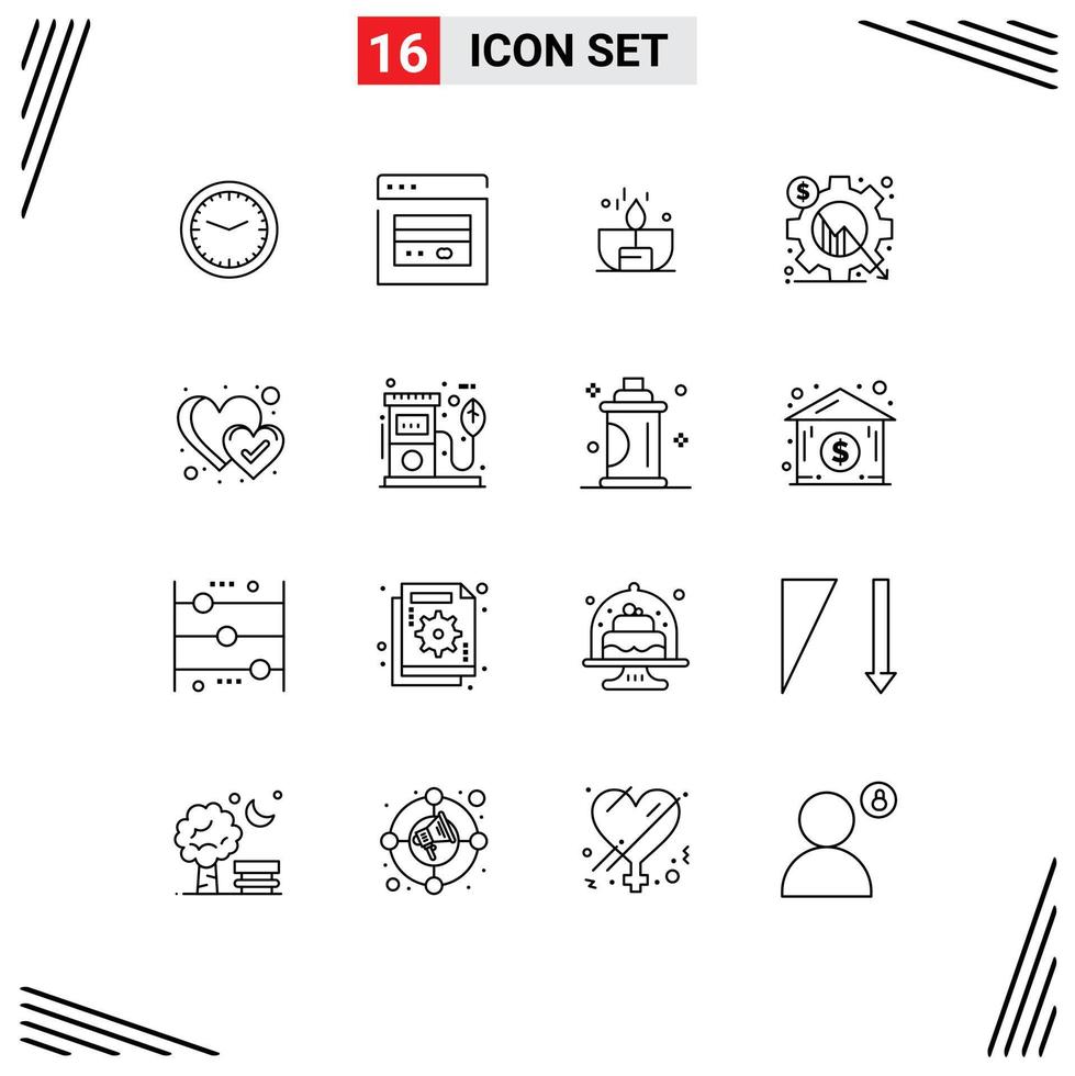 16 gebruiker koppel schets pak van modern tekens en symbolen van uitrusting bedrijf afzet analyse aansteker bewerkbare vector ontwerp elementen