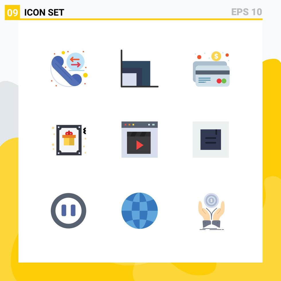 reeks van 9 modern ui pictogrammen symbolen tekens voor browser geschenk Geldautomaat decoratie kaart bewerkbare vector ontwerp elementen