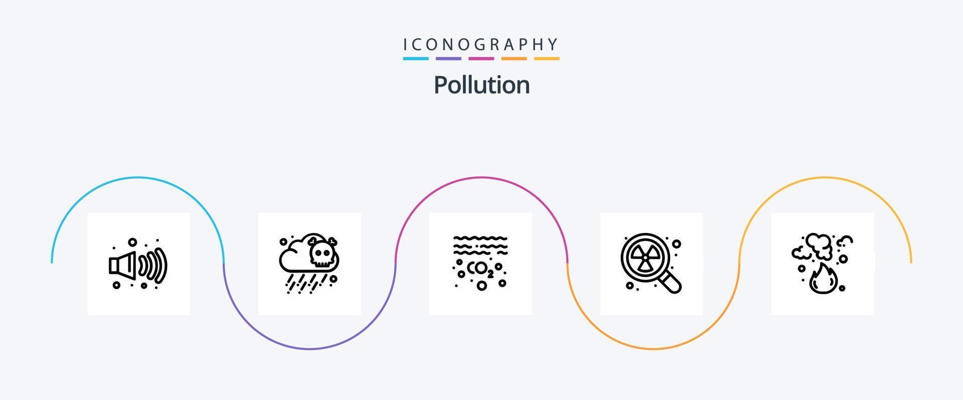 verontreiniging lijn 5 icoon pak inclusief vervuiling. brand. vervuiling. brandwond. verspilling vector