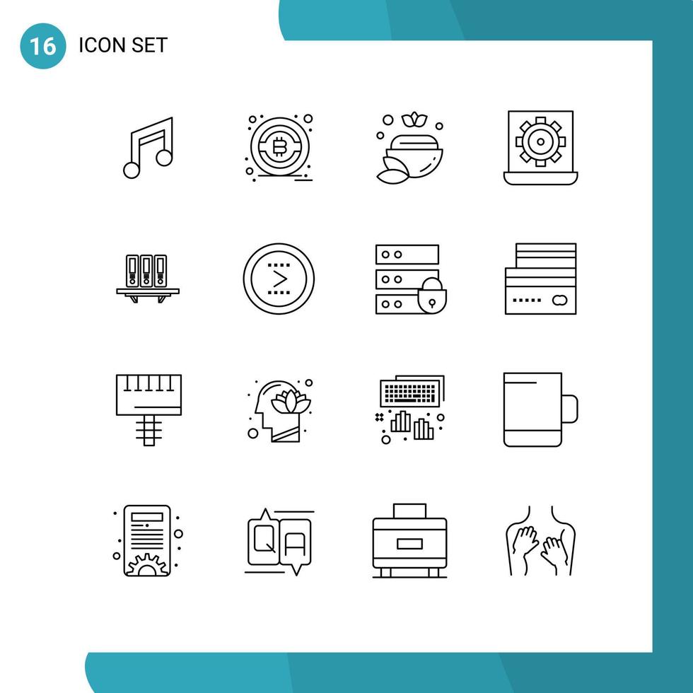 bewerkbare vector lijn pak van 16 gemakkelijk contouren van archief instelling kom voorkeur configure bewerkbare vector ontwerp elementen