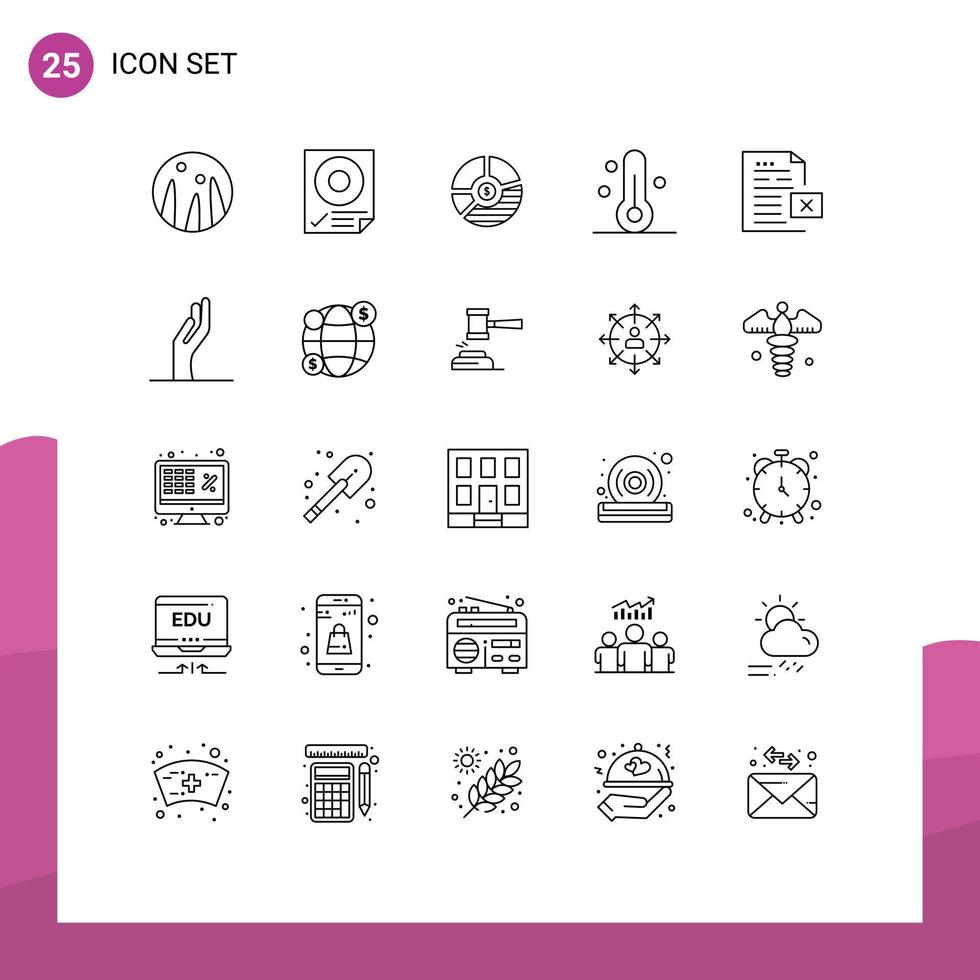 groep van 25 modern lijnen reeks voor thermometer natuur tabel statistieken diagram bewerkbare vector ontwerp elementen