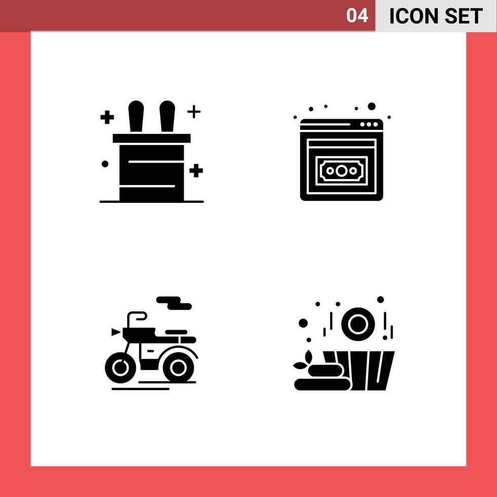 modern reeks van 4 solide glyphs en symbolen zo net zo magie truc hout ondernemerschap scooter laag 1 bewerkbare vector ontwerp elementen