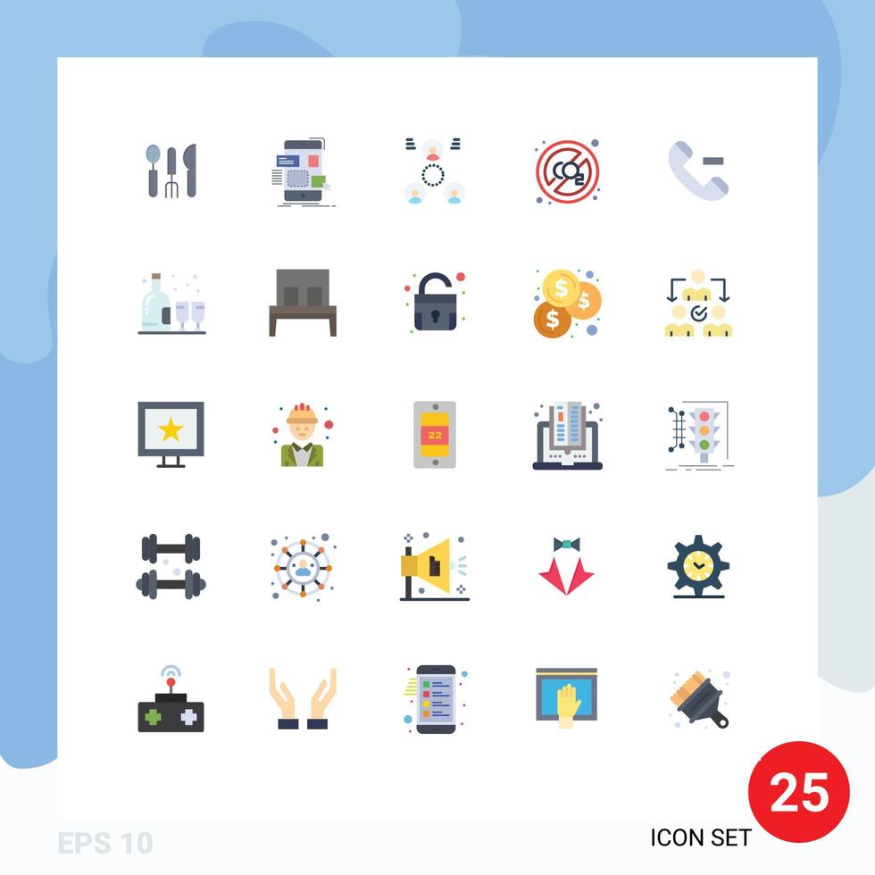 mobiel koppel vlak kleur reeks van 25 pictogrammen van telefoontje verontreiniging ux gas- mensen bewerkbare vector ontwerp elementen