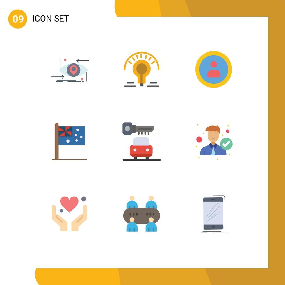 9 gebruiker koppel vlak kleur pak van modern tekens en symbolen van sleutel natie tips vlag Australië bewerkbare vector ontwerp elementen