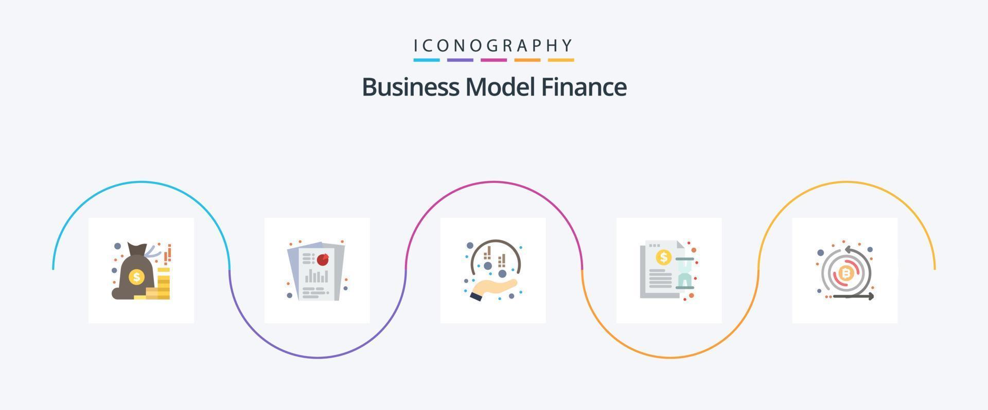 financiën vlak 5 icoon pak inclusief factuur. contract. seo analyse. sponsoring. fondsen vector