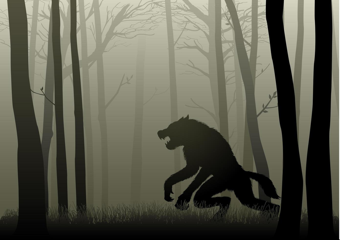 weerwolf in het donkere bos vector