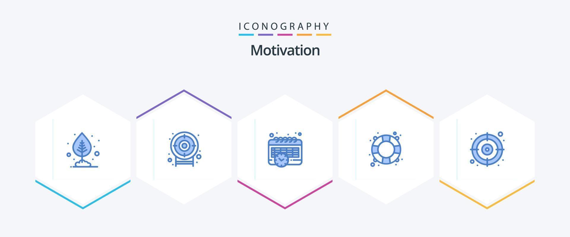 motivatie 25 blauw icoon pak inclusief . doel. schema. pijl. redding vector