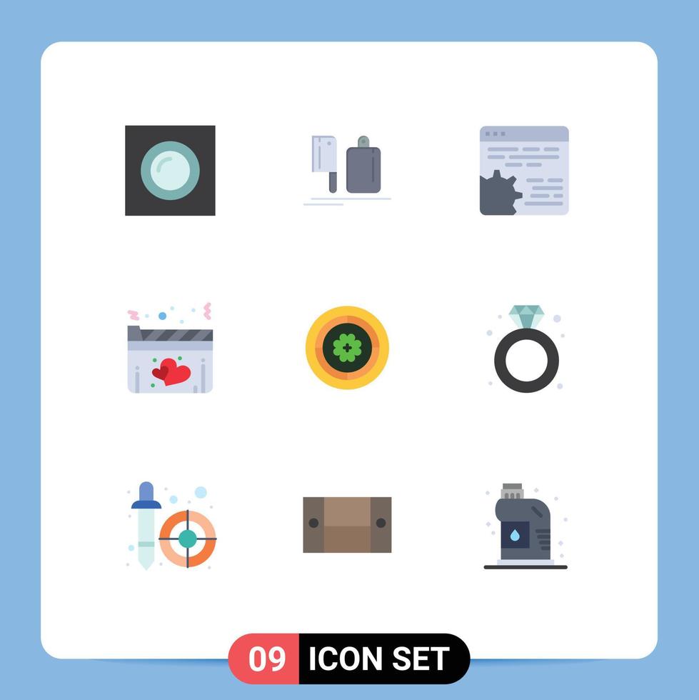 voorraad vector icoon pak van 9 lijn tekens en symbolen voor film hart voedsel film instelling bewerkbare vector ontwerp elementen