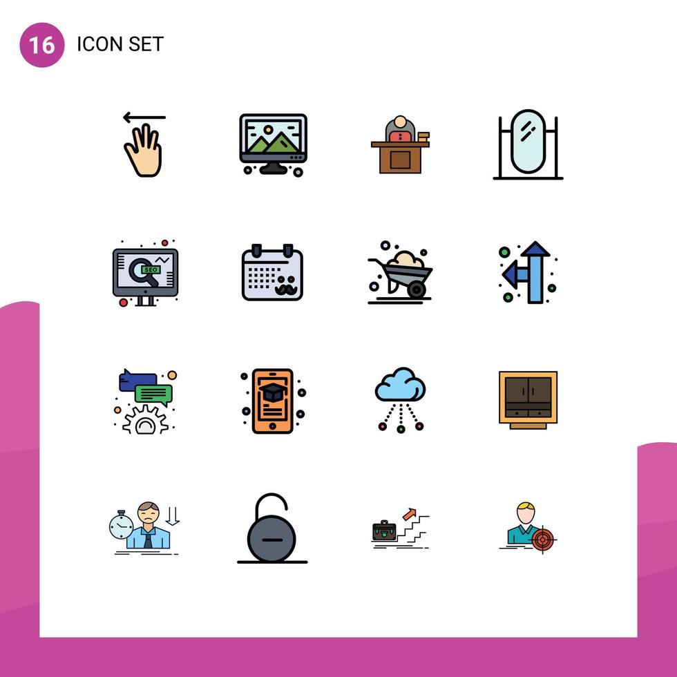 voorraad vector icoon pak van 16 lijn tekens en symbolen voor interieur verdieping bureau gebruiker persoon bewerkbare creatief vector ontwerp elementen