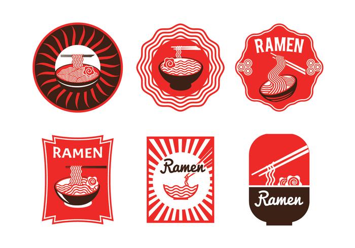 Reeks van Luxe Japanse die Ramen-Kentekenillustratie op Witte Achtergrond wordt geïsoleerd vector