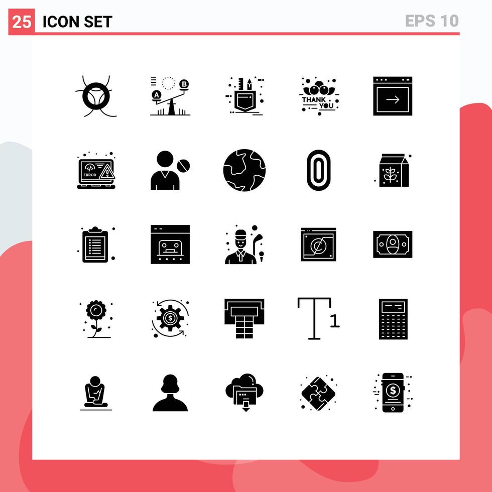 reeks van 25 modern ui pictogrammen symbolen tekens voor Rechtsaf pijl zak- dankzegging dankbaarheid bewerkbare vector ontwerp elementen