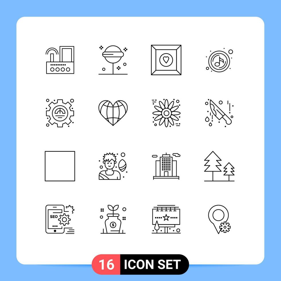 voorraad vector icoon pak van 16 lijn tekens en symbolen voor excellentie geluid zoet trilling muziek- bewerkbare vector ontwerp elementen