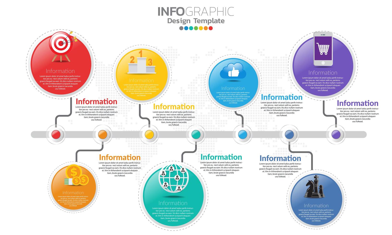 tijdlijn infographic sjabloon met 7 delen vector