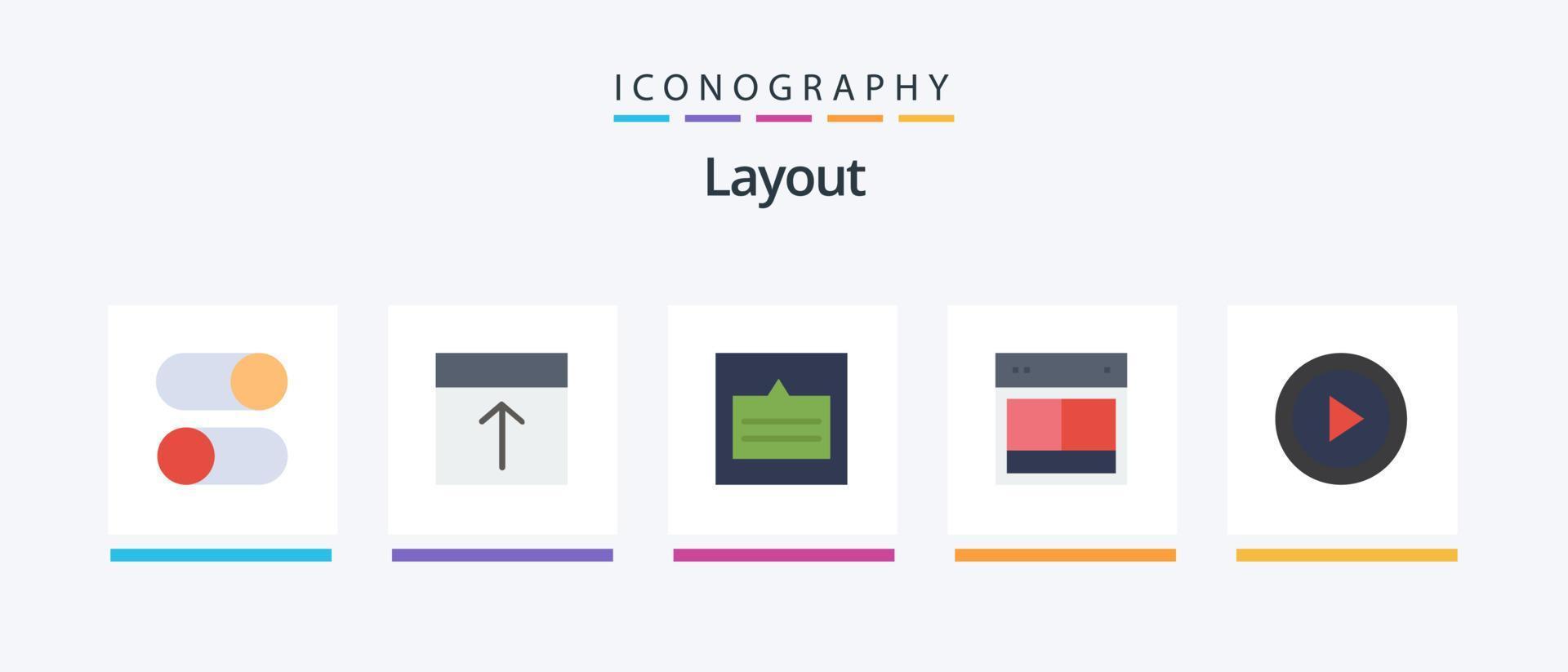 lay-out vlak 5 icoon pak inclusief plaats. ontwerp. indeling. draadframe. koppelingen. creatief pictogrammen ontwerp vector