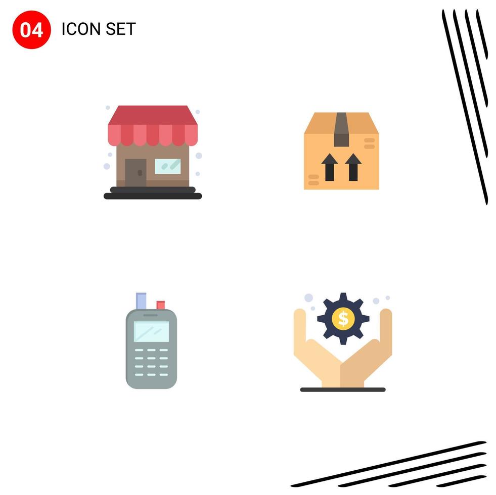 4 universeel vlak icoon tekens symbolen van winkel draadloze doos telefoon bedrijf beheer bewerkbare vector ontwerp elementen
