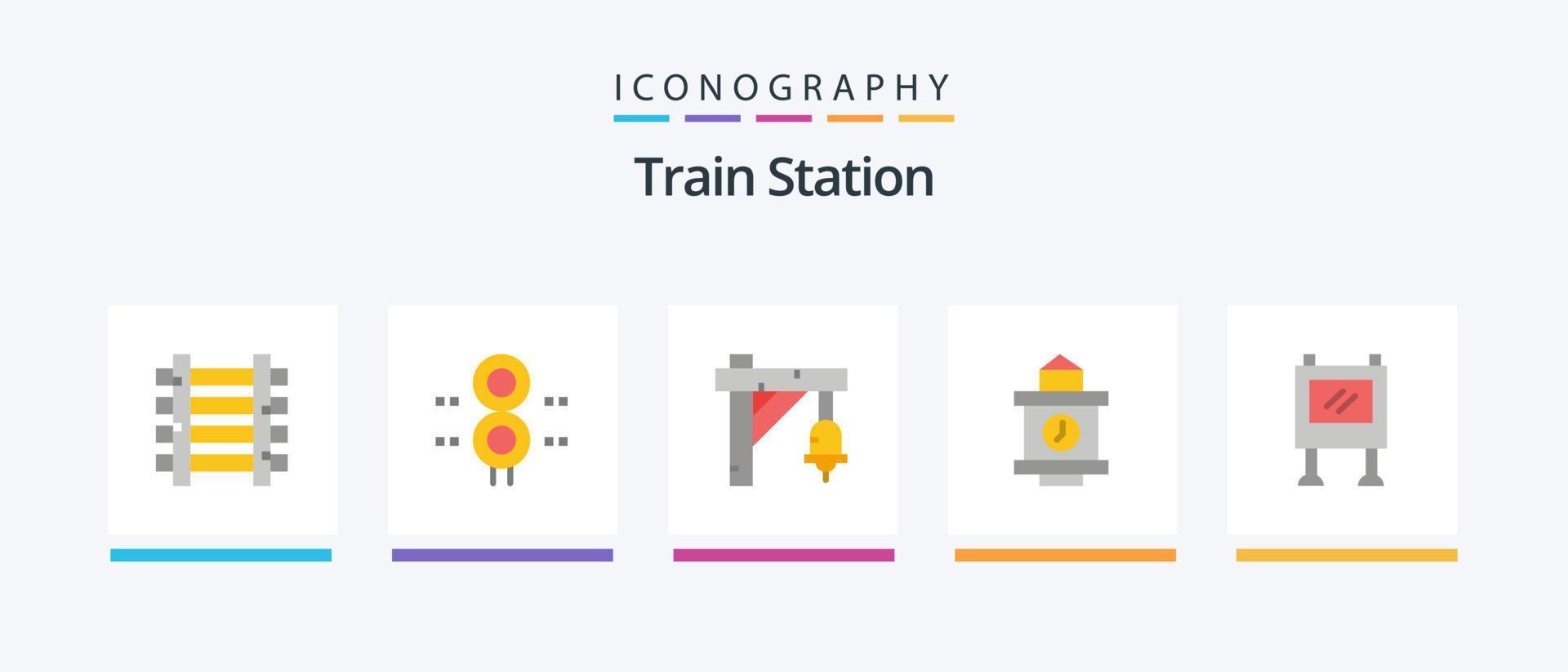 trein station vlak 5 icoon pak inclusief reclame. station. vervoer. tijd. vervoer. creatief pictogrammen ontwerp vector