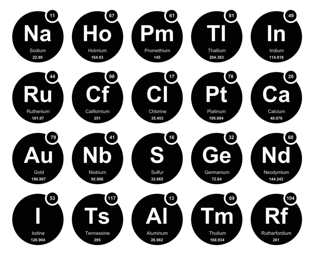 20 preiodisch tafel van de elementen icoon pak ontwerp vector