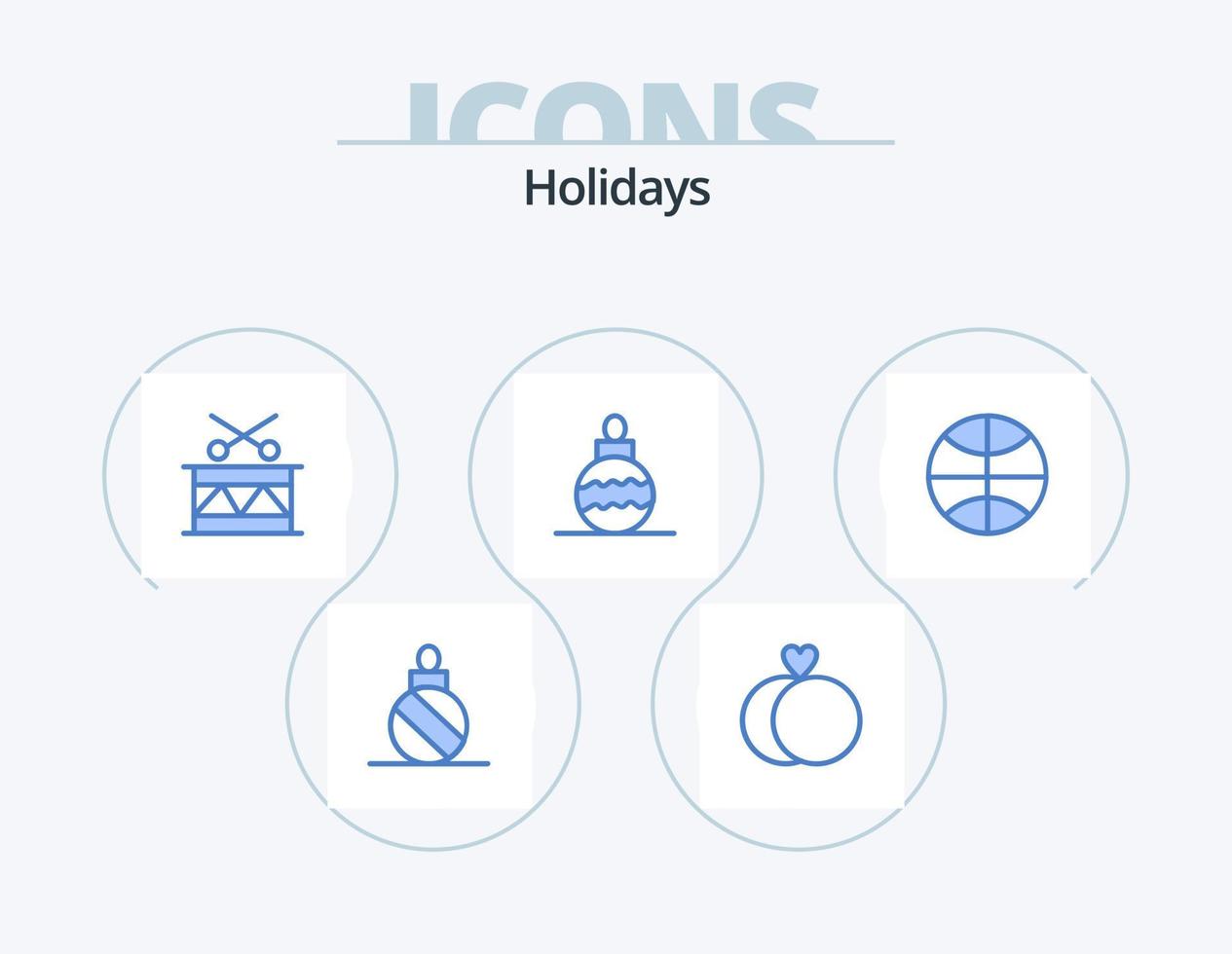 vakantie blauw icoon pak 5 icoon ontwerp. vakantie. kerstmis. trommel. basketbal. speelgoed- vector