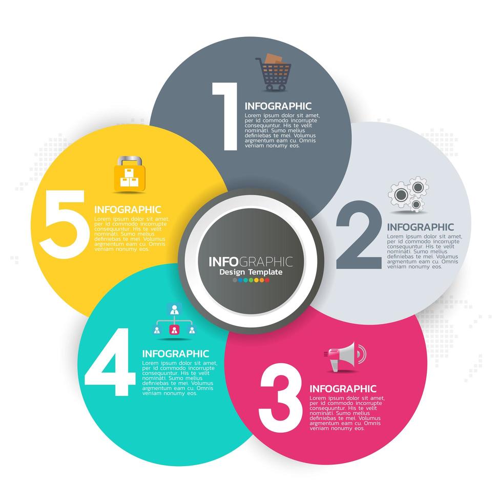 zakelijke infographic elementen met 5 secties of stappen vector