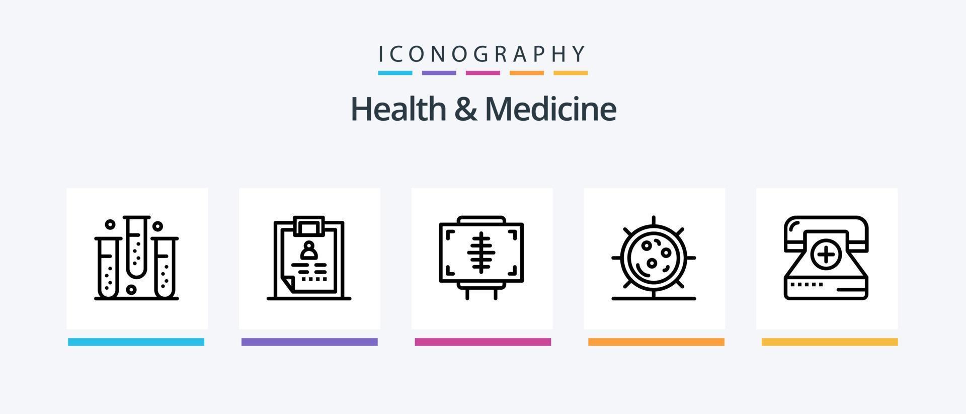 Gezondheid en geneeskunde lijn 5 icoon pak inclusief noodgeval. telefoongesprek. geneesmiddel. Gezondheid. geschiktheid. creatief pictogrammen ontwerp vector