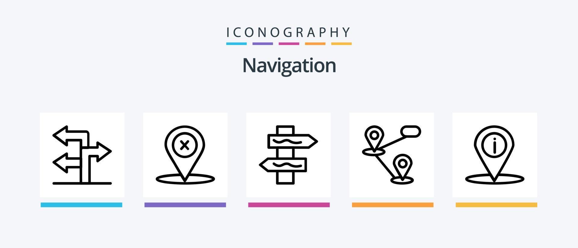 navigatie lijn 5 icoon pak inclusief route. plaats. wereldbol. pin. kaart. creatief pictogrammen ontwerp vector