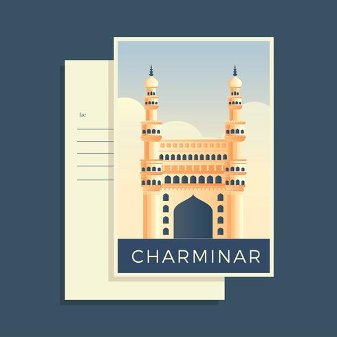 charminar ansichtkaarten van de wereld vector