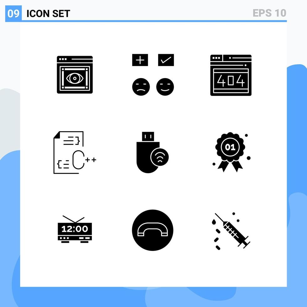 9 gebruiker koppel solide glyph pak van modern tekens en symbolen van het dossier ontwikkelen toevoegen codering fout bewerkbare vector ontwerp elementen