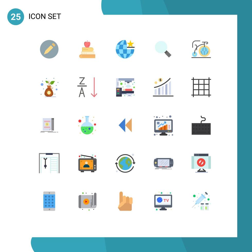 mobiel koppel vlak kleur reeks van 25 pictogrammen van droom groot wereldbol zoeken kijken bewerkbare vector ontwerp elementen
