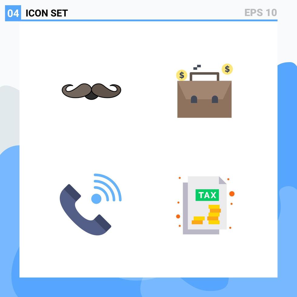 groep van 4 vlak pictogrammen tekens en symbolen voor snor telefoontje mannetje begroting contact ons bewerkbare vector ontwerp elementen