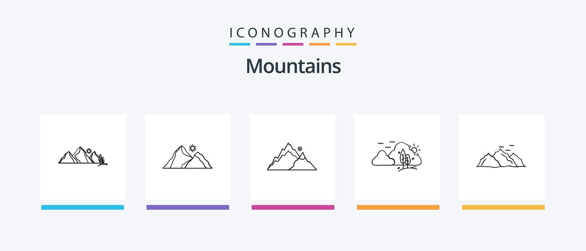 bergen lijn 5 icoon pak inclusief . natuur. tafereel. natuur. creatief pictogrammen ontwerp vector