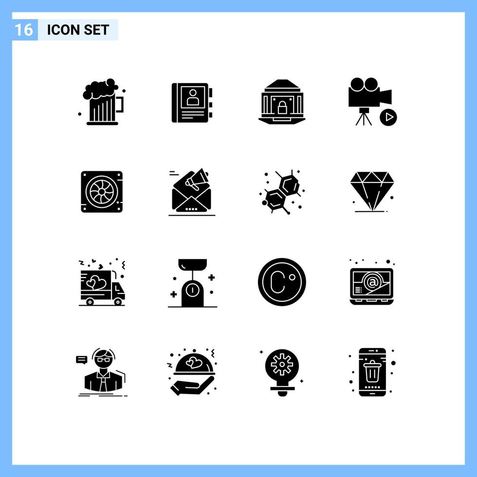 16 creatief pictogrammen modern tekens en symbolen van video media bank film veiligheid bewerkbare vector ontwerp elementen