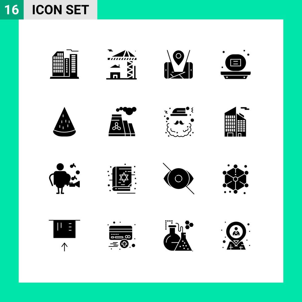 reeks van 16 modern ui pictogrammen symbolen tekens voor voedsel zeep kaart douche bad bewerkbare vector ontwerp elementen