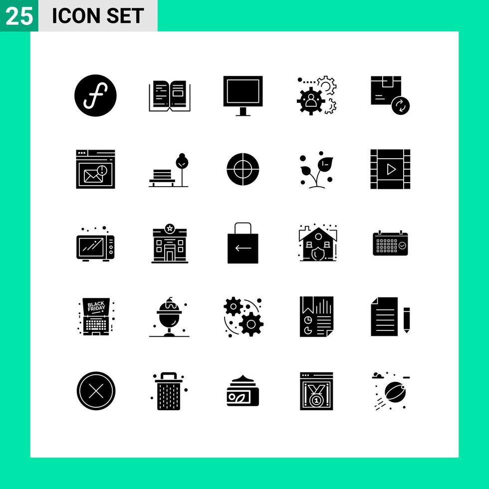 groep van 25 modern solide glyphs reeks voor doos team huishoudelijke apparaten productie menselijk bewerkbare vector ontwerp elementen