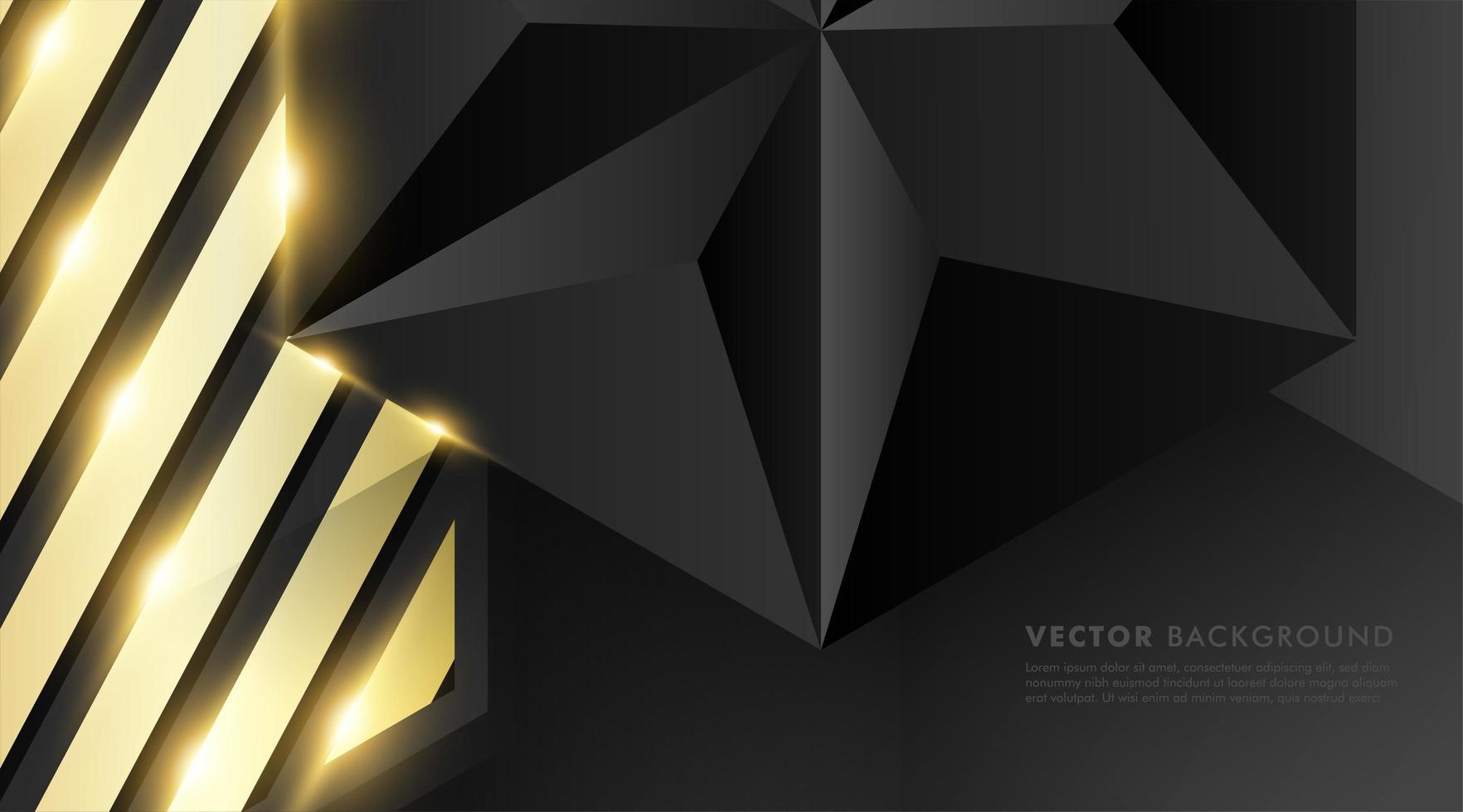grijs zwarte veelhoek met gouden lichteffectachtergrond vector
