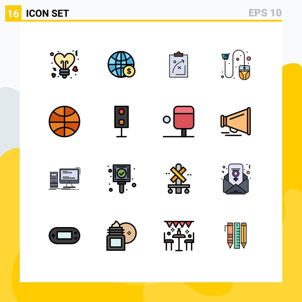 reeks van 16 modern ui pictogrammen symbolen tekens voor ecommerce kar bedrijf markt tactiek bewerkbare creatief vector ontwerp elementen