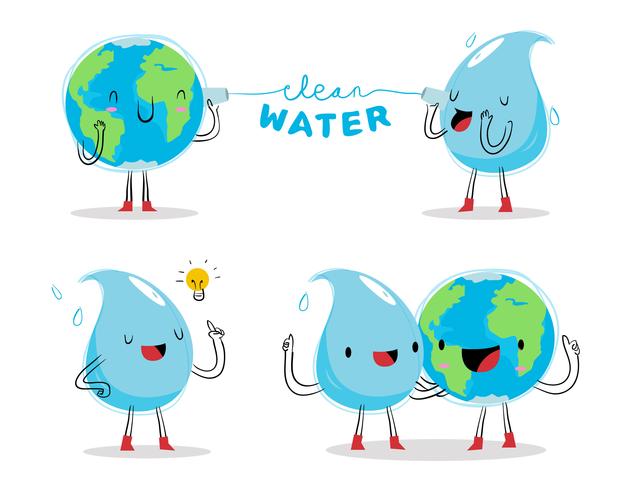 Schoon Water Pleitbezorging Karakter Mascotte Vectorillustratie vector