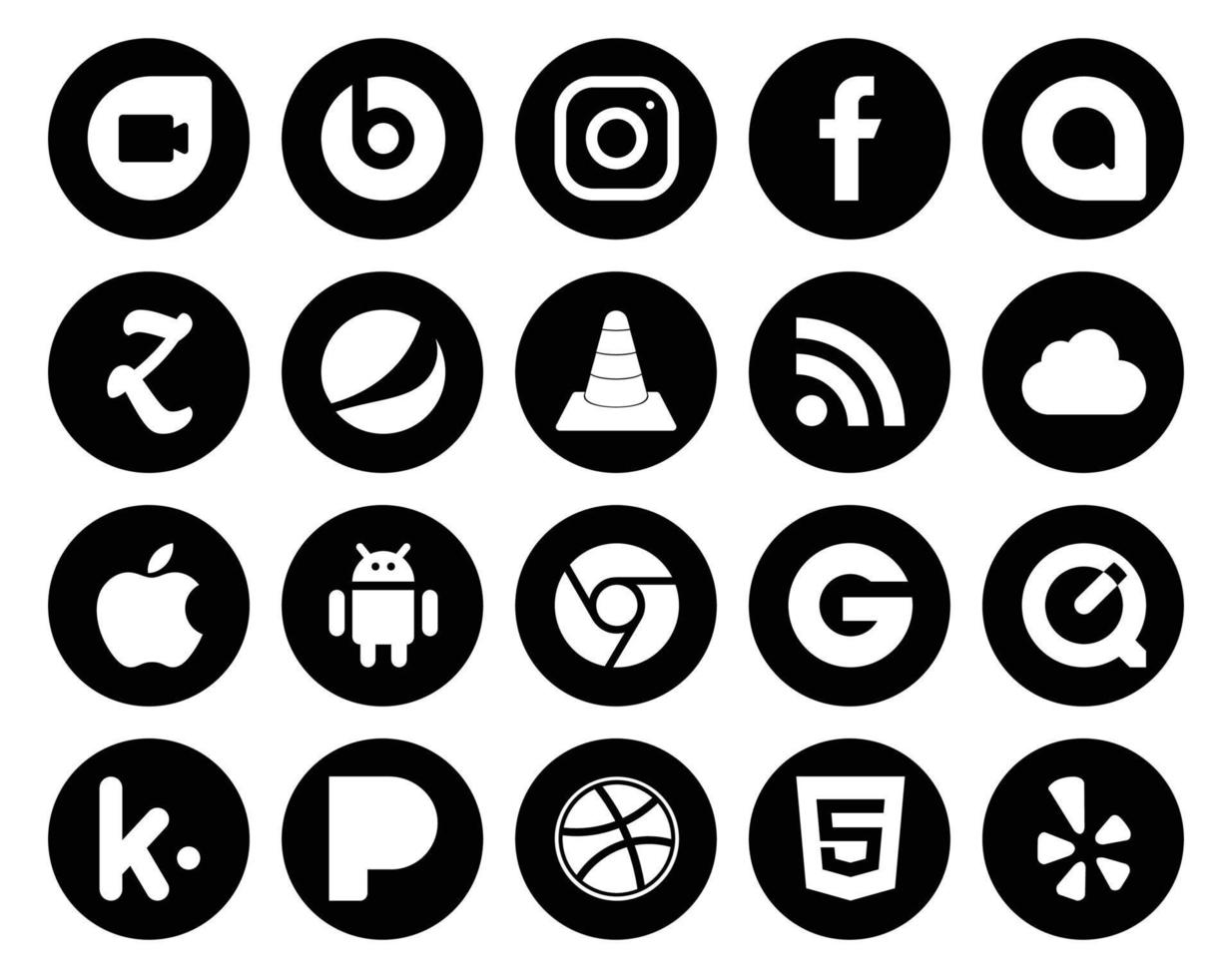 20 sociaal media icoon pak inclusief kik groep media chroom appel vector