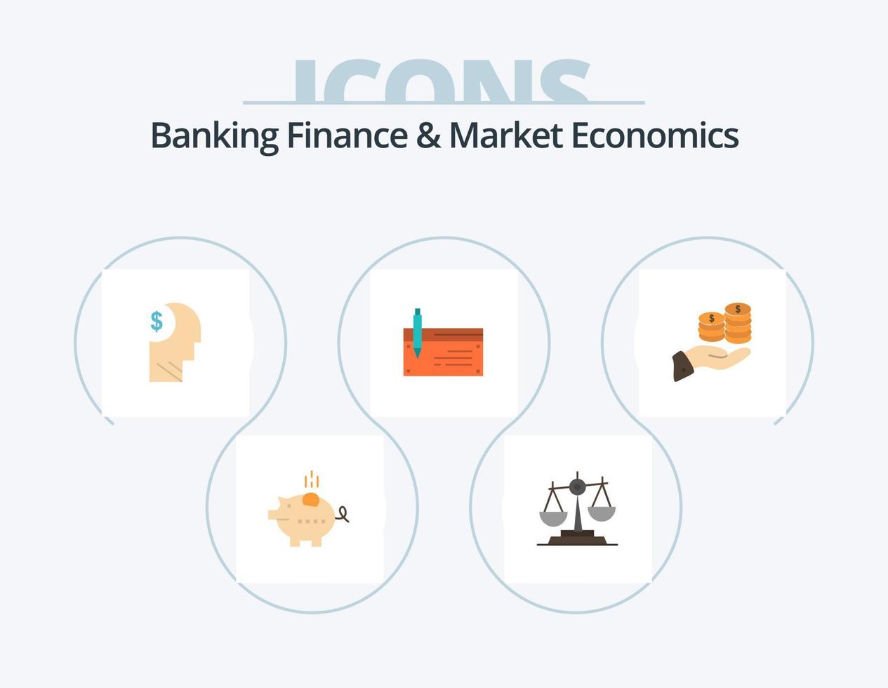 bank financiën en markt economie vlak icoon pak 5 icoon ontwerp. profiel. kosten. gerechtigheid. avatar. balans vector