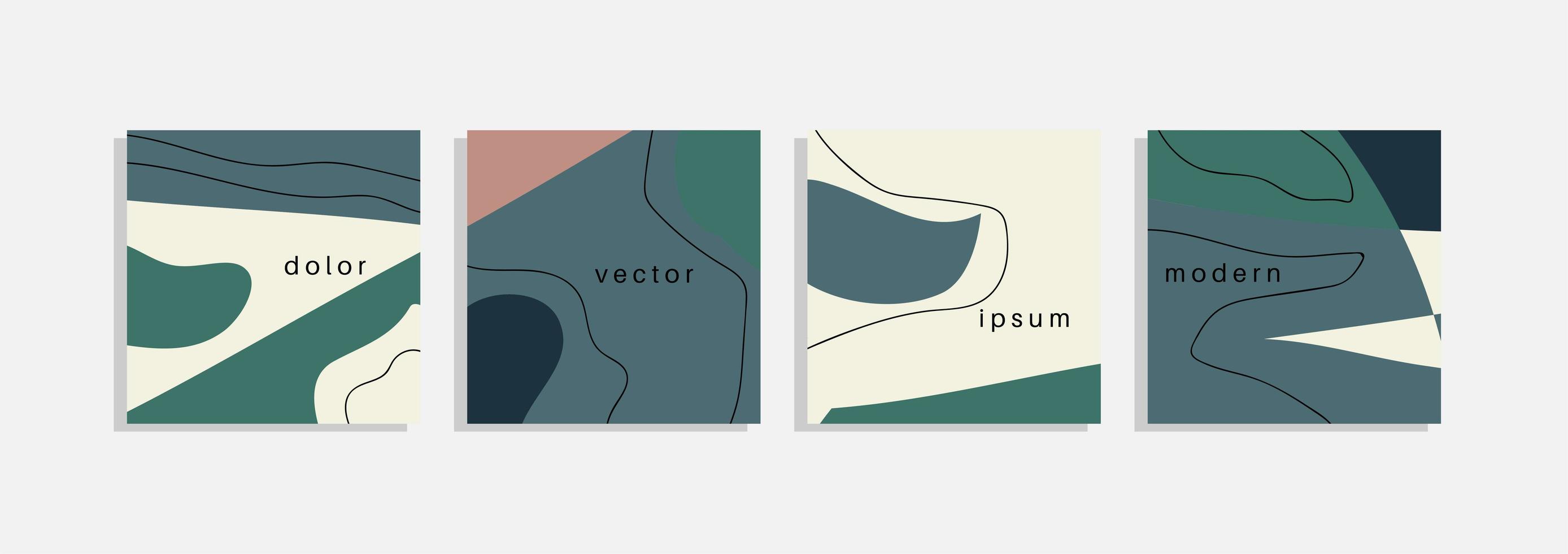 vector set minimale achtergronden met abstracte organische vormen, hand tekenen lijn en voorbeeldtekst. eigentijdse collage. minimale stijlvolle hoes voor merkontwerp.