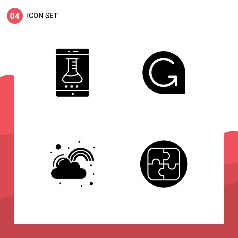 modern reeks van 4 solide glyphs pictogram van laboratorium app fortuin slim laboratorium munt vreugde bewerkbare vector ontwerp elementen