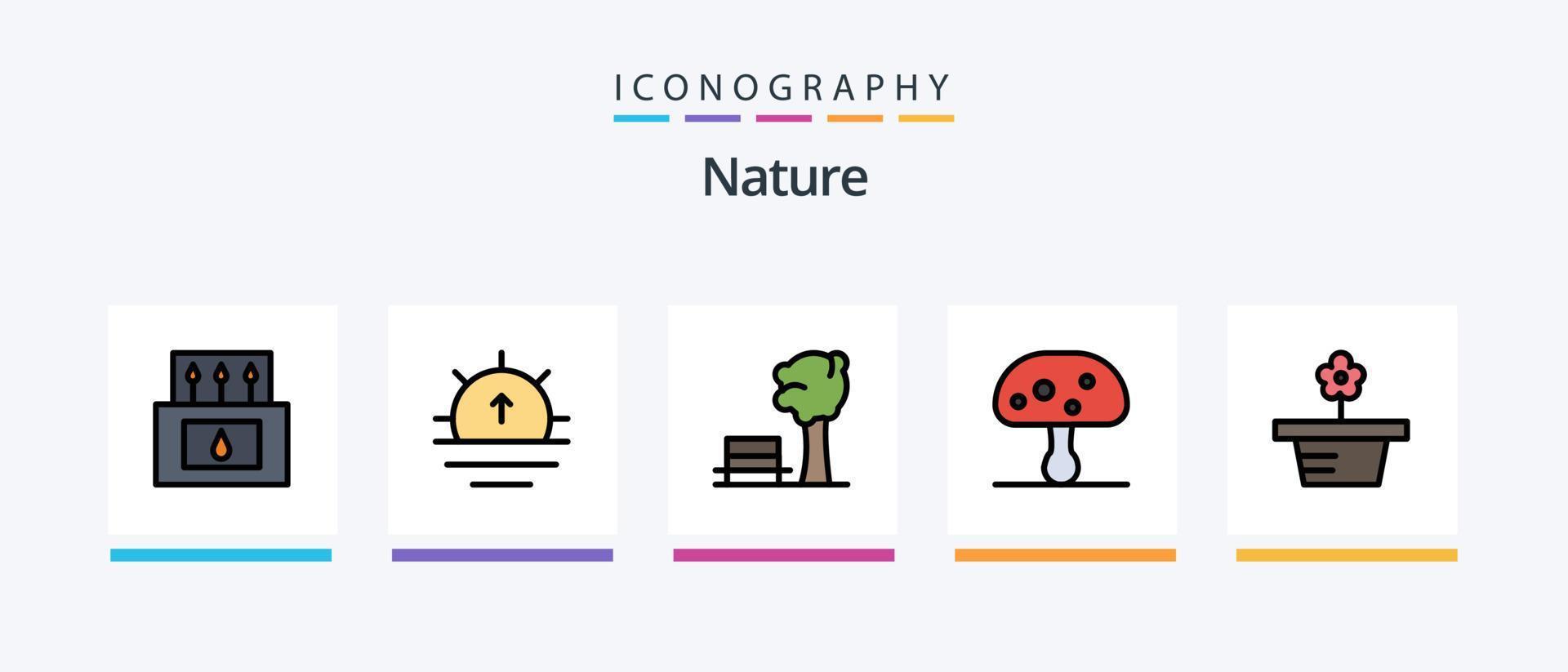 natuur lijn gevulde 5 icoon pak inclusief natuur. natuur. het weer. nacht. boom. creatief pictogrammen ontwerp vector