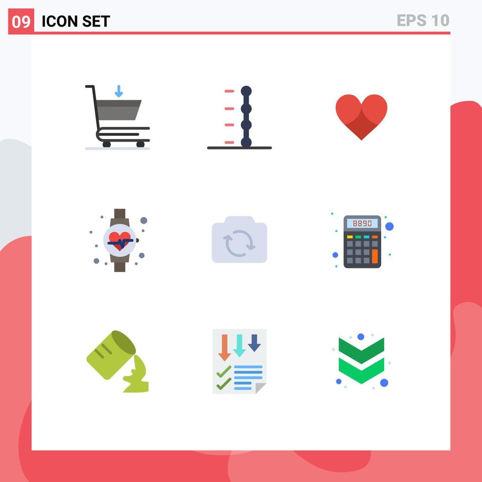 reeks van 9 modern ui pictogrammen symbolen tekens voor ui vernieuwen liefde camera kijk maar bewerkbare vector ontwerp elementen