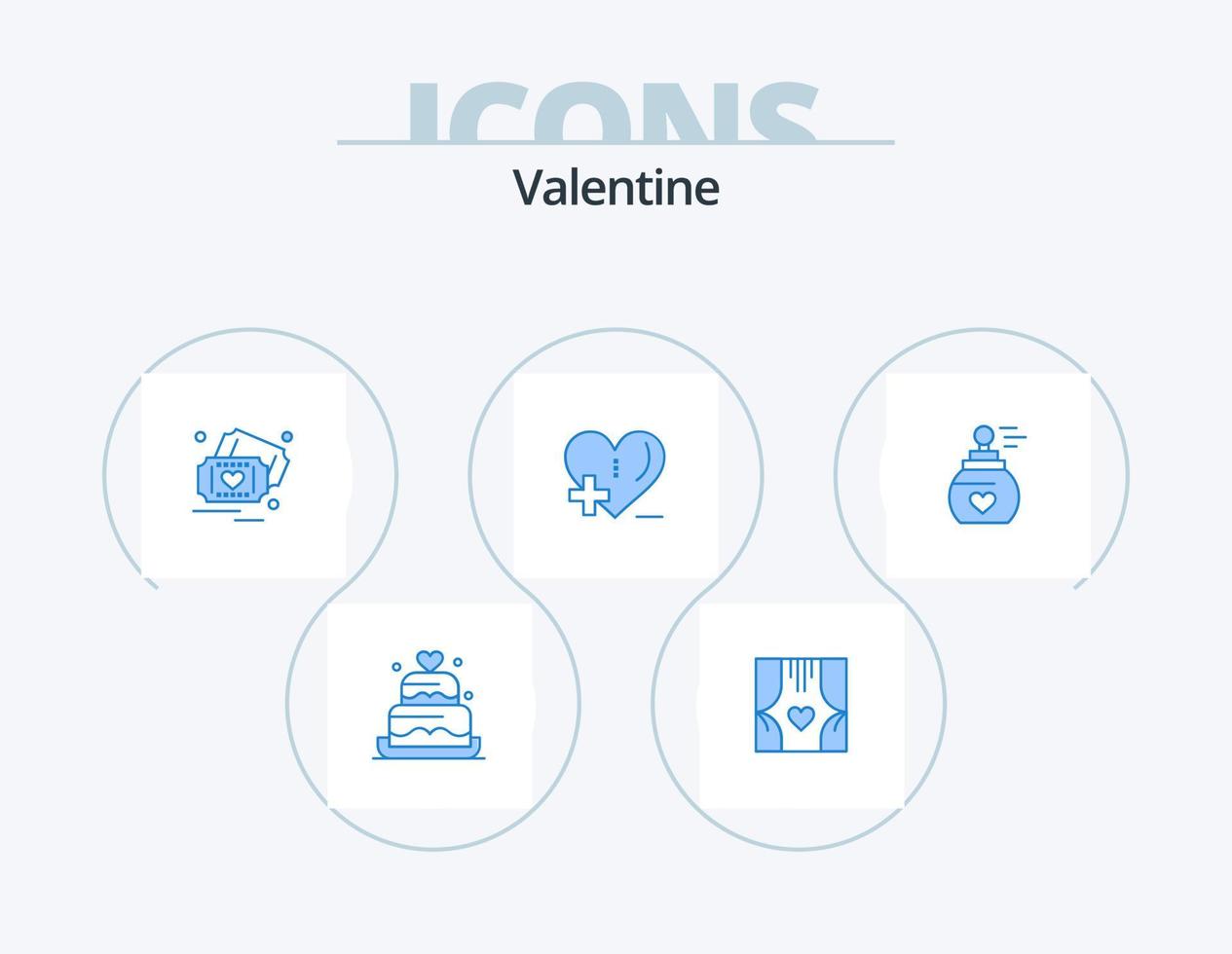 Valentijn blauw icoon pak 5 icoon ontwerp. parfum. ziekenhuis. romantiek. Gezondheid zorg. bruiloft vector