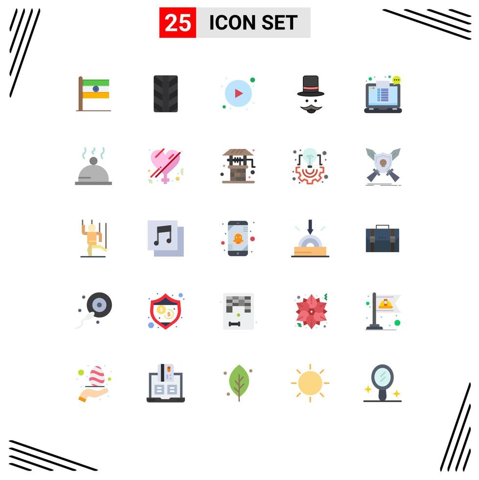 25 creatief pictogrammen modern tekens en symbolen van boodschappen doen uitchecken knop Bill hoed bewerkbare vector ontwerp elementen