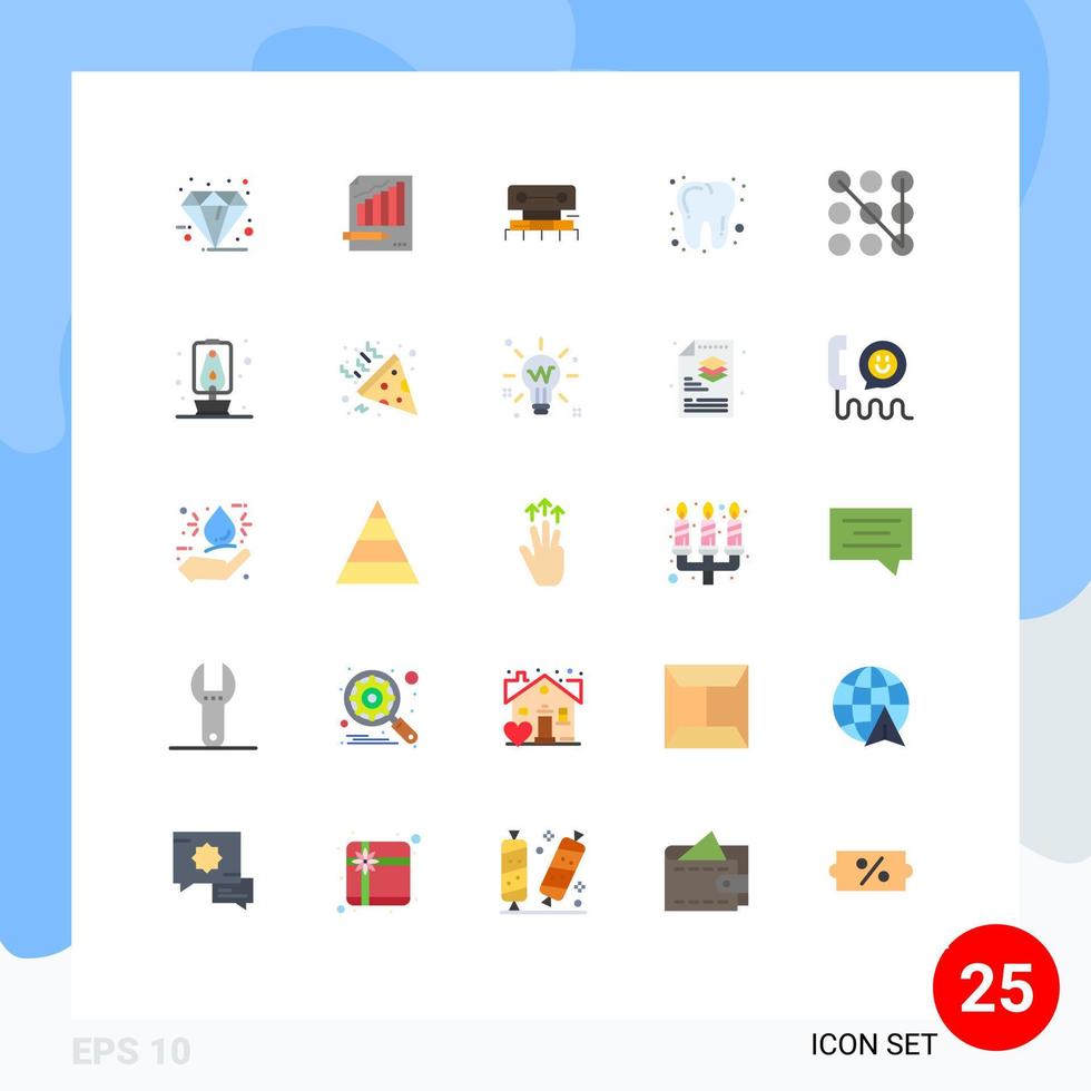 reeks van 25 reclame vlak kleuren pak voor tandheelkundig schaal bedrijf gereedschap niveau bewerkbare vector ontwerp elementen