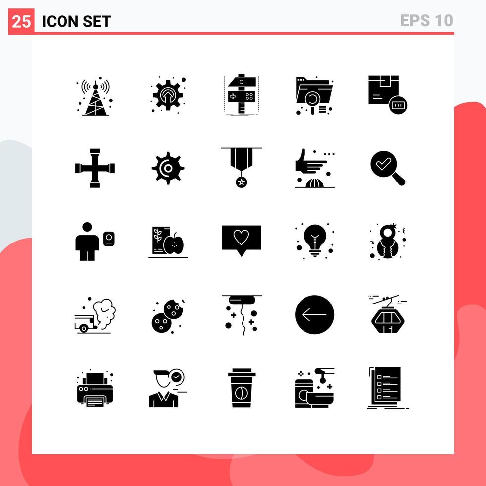 pictogram reeks van 25 gemakkelijk solide glyphs van streepjescode uitbreiding ambacht document analyse bewerkbare vector ontwerp elementen