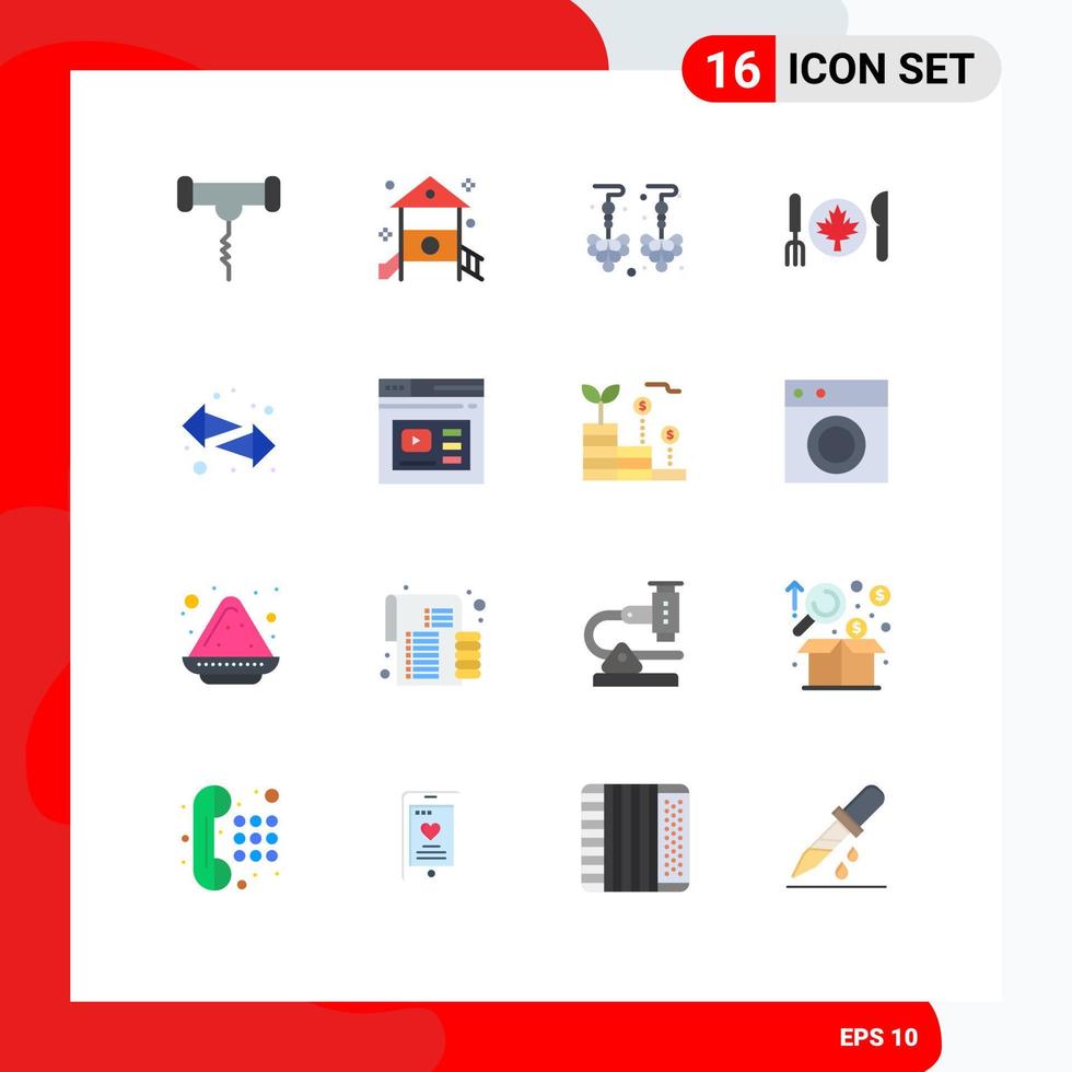 groep van 16 vlak kleuren tekens en symbolen voor schakelaar blad Speel Canada avondeten bewerkbare pak van creatief vector ontwerp elementen