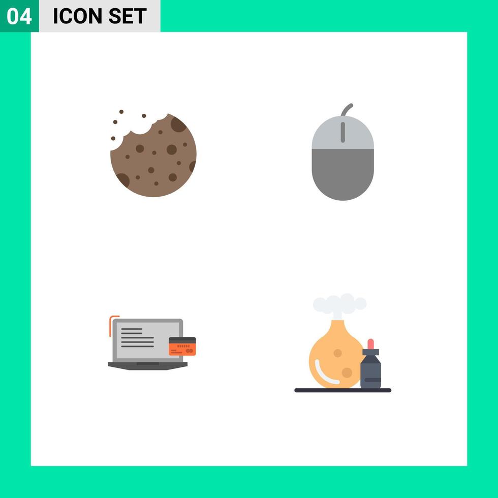 reeks van 4 vector vlak pictogrammen Aan rooster voor bakken betaling voedsel apparaatje computer bewerkbare vector ontwerp elementen